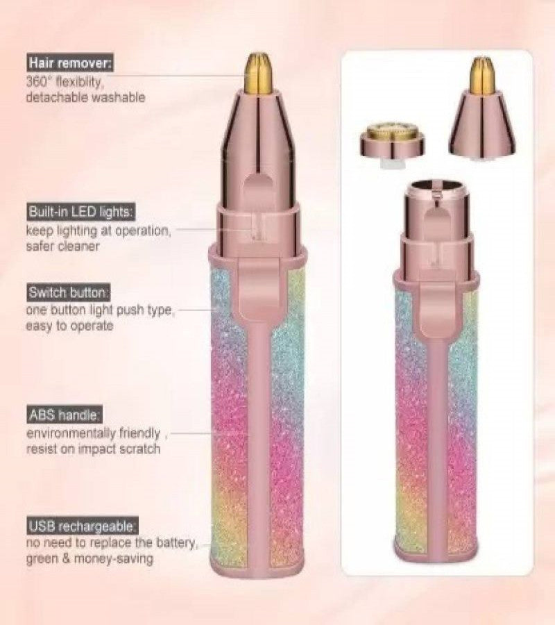 2 In 1 Eyebrow Trimmer for Women – Precision Hair Remover with Built-In LED Light, Rechargeable & Painless