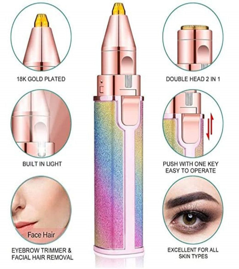 2 In 1 Eyebrow Trimmer for Women – Precision Hair Remover with Built-In LED Light, Rechargeable & Painless