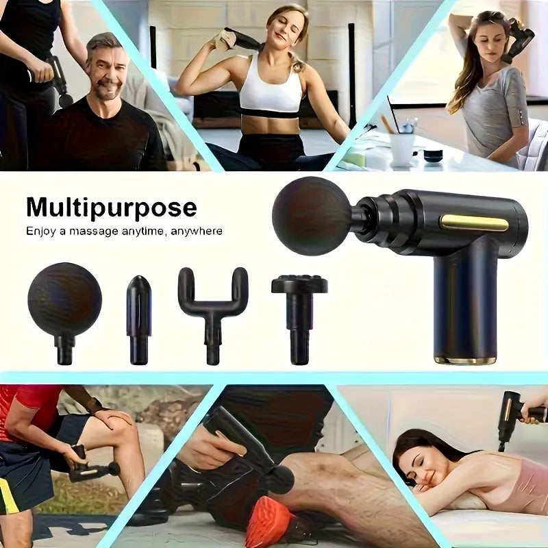 Massager Gun with 4 Interchangeable Heads & USB Charging
