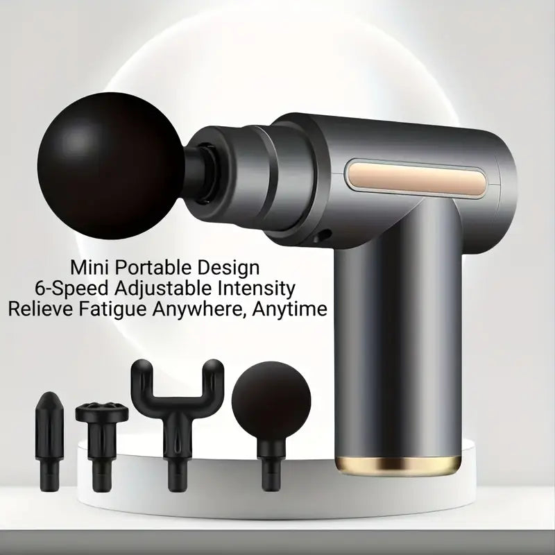 Massager Gun with 4 Interchangeable Heads & USB Charging
