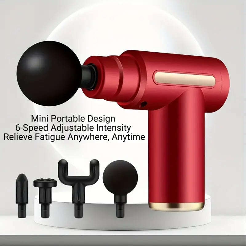 Massager Gun with 4 Interchangeable Heads & USB Charging