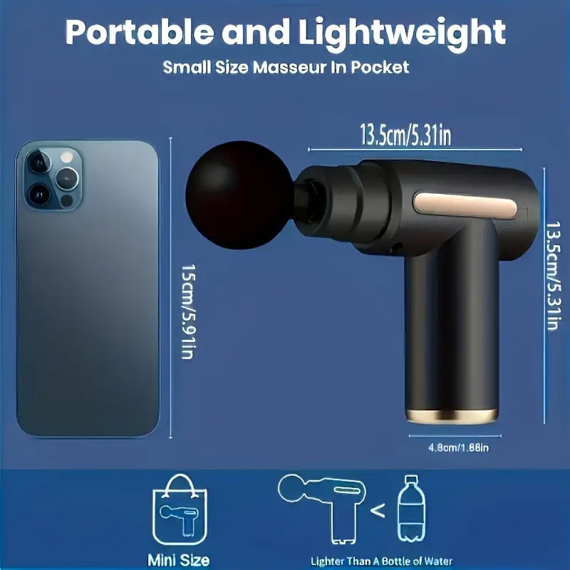 Massager Gun with 4 Interchangeable Heads & USB Charging