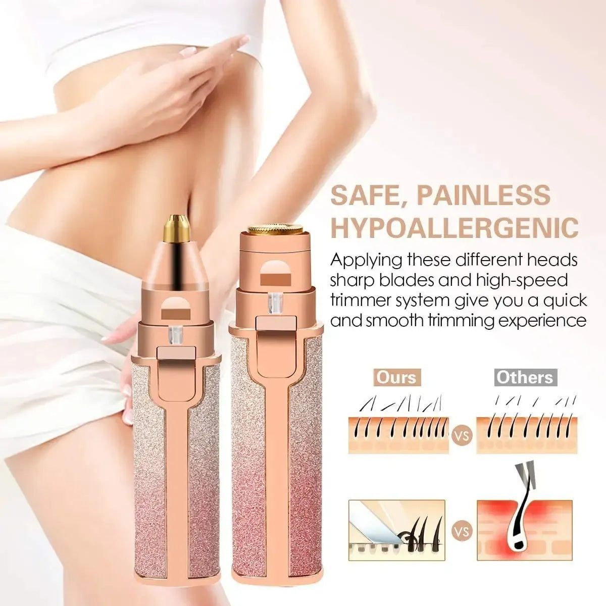 2 In 1 Eyebrow Trimmer for Women – Precision Hair Remover with Built-In LED Light, Rechargeable & Painless