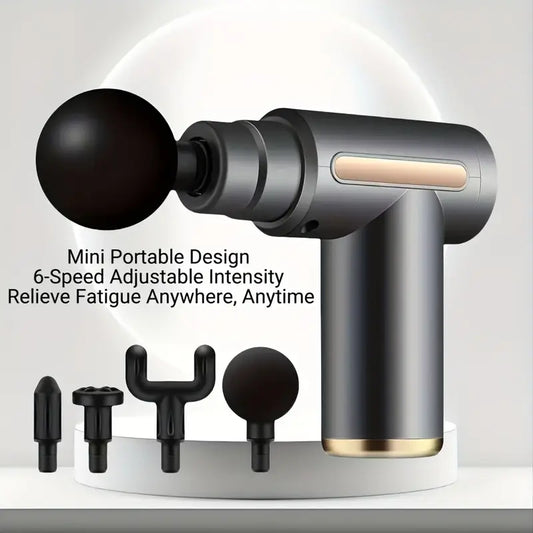 Massager Gun with 4 Interchangeable Heads & USB Charging